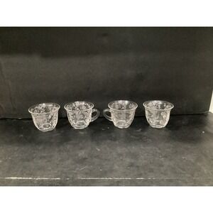 Duncan Miller FIRST LOVE Punch Tea Cups‎ Etched Floral 1930s Set of 4